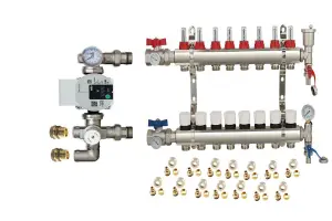 Warmer System Underfloor Heating 8 Port PSW Manifold with Wilo Para Pump and Blending Valve Set