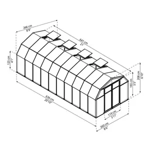 Rion Hobby Gardener 8 Ft W x 12 Ft D Greenhouse 208cm H x 266cm W x 641cm D