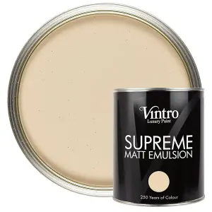 Vintro Luxury Matt Emulsion Dark Cream , Smooth Chalky Finish, Multi Surface Paint for Walls, Ceilings, Wood, Metal - 1L