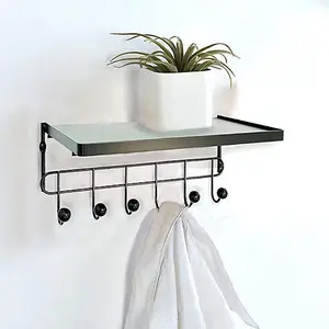 Wall Mounted Coat Hook With Floating Display Storage Shelf