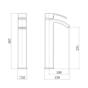 Rinse Bathrooms Modern Bathroom Waterfall High Rise Tall Basin Mixer Tap Mono Square Single Lever Chrome