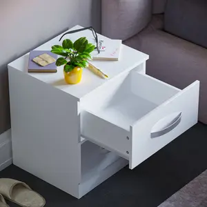 Arkadij 2 Drawer Beside Table With Metal Runners, Modern Bedroom Storage Cabinet White