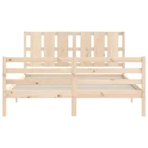 Berkfield Bed Frame with Headboard King Size Solid Wood