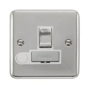 Curved Polished Chrome 13A Fused Ingot Connection Unit Switched With Flex - White Trim - SE Home