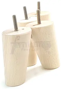 Wood Furniture Feet 100mm High Raw Replacement Furniture Legs Set Of 4 Sofa Chair Stool M8