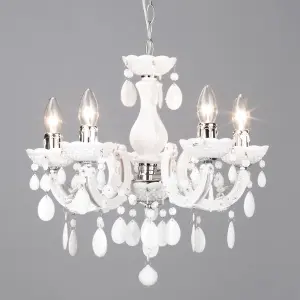 Litecraft Marie Therese White 5 Light Chandelier