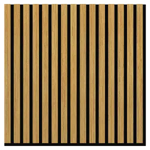 Urban Textures Teak Square Acoustic Wall Panel Sound Absorbing Decorative Wooden Slat Wall Panel 600mm x 600mm x 21mm