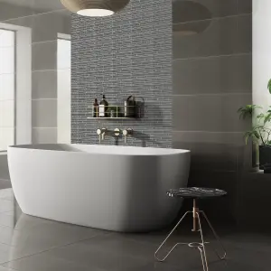 Opulence Smoke grey Frosted Matt Linear Glass Mosaic tile, (L)294mm (W)323mm