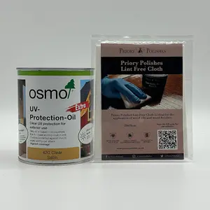 Osmo UV Protection Oil Extra 750ml (420 Clear Satin) & Free Priory Polishes Lint Free Cloth