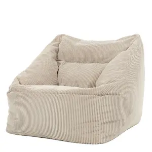 icon Morgan Corduroy Armchair Bean Bag and Footstool Set Natural Giant Bean Bag Chair