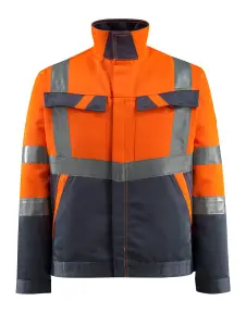 Mascot Safe Light Forster Work Jacket (Hi-Vis Orange/Dark Navy Blue)  (Medium)