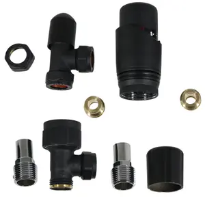 Tower Thermostatic Radiator Valve with Lockshield Black 10 - 15mm Liquid Sensor