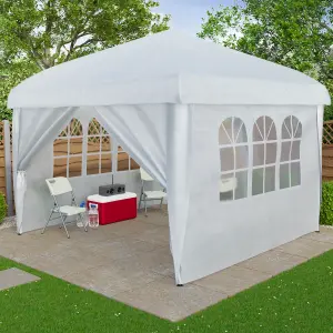 Garden Vida White Pop up Gazebo With Sides (H)2.6m (W)2.5m (D)2.5m Garden Outdoor Marquee Party Tent