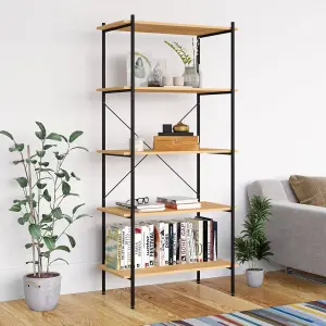 Berkfield 5-Tier Shelving Unit Black and Oak 80x40x163 cm