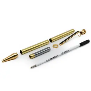 Rotur Pen Kit Dayacom Gold Black Stripe Clip 7mm Twist Slimline Pen Kit (5 Pack)