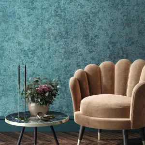 Galerie Precious Petrol Shimmery Satin Silk Fabric Design Wallpaper Roll