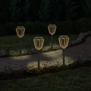 Faroz Brown Rattan effect Solar-powered Integrated LED Outdoor Stake light