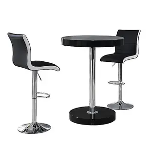 Furniture In Fashion Havana Bar Table In Black With 2 Ritz Black And White Bar Stools