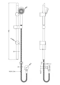 Slide Rail Shower Kit with Multi Function Head & Outlet Elbow - Chrome