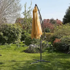 Home Source Gozo 3m Garden Outdoor Overhanging Cantilever Crank Parasol Beige