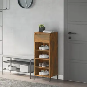 Berkfield Shoe Rack Smoked Oak 40x36x105 cm Engineered Wood