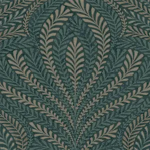 GoodHome Danbu Dark teal Metallic effect Ornamental Textured Wallpaper