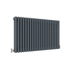 Horizontal Anthracite Triple Column Radiator (H) 600mm x (W) 1010mm, 6548 BTU.