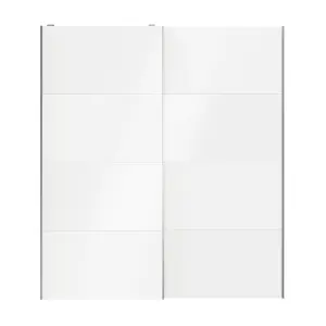 Atomia Panelled White High gloss 2 door Sliding Wardrobe Door kit (H)2250mm (W)2000mm