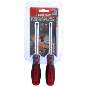 Dekton Twin Pack CRV Screwdriver set Magnetic Tips,Flat & PZI Heads