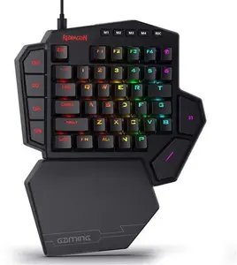 Redragon K585 DITI One-Handed RGB Mechanical Gaming Keyboard, Blue Switches, Type-C Professional Gaming Keypad With 7 Onboard Macro Keys, Detachable