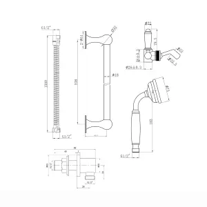 ENKI Chrome Traditional Brass & Ceramic Shower Slider Rail Kit ES009