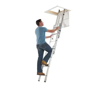 Werner 3-Section Aluminium Loft Ladder & Handrail 2.13m-3m