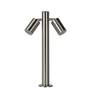 Lucide Arne-Led Modern Bollard Light Outdoor 6,3cm - LED - GU10 - 2x5W 2700K - IP44 - Satin Chrome