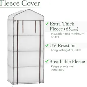 Fleece Greenhouse Cover Extra Thick Plant Frost Protection 4 Tier Christow