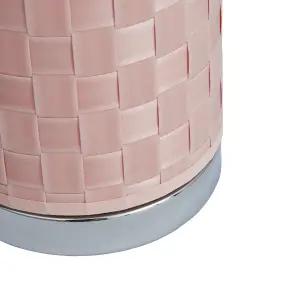 Inlight Hektor Cylinder Polished Pink Woven effect Table lamp