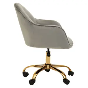 Interiors by Premier Brent Grey Velvet And Gold Home Office Chair