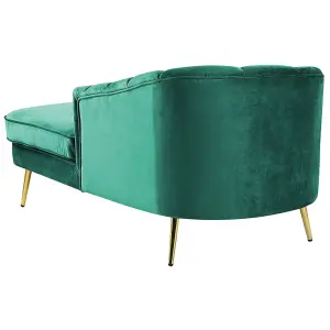 Left Hand Velvet Chaise Lounge Emerald Green ALLIER