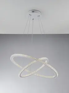 Luminosa BRYANT LED 2 Ring Pendant Ceiling Light White 3555lm 3000K 60x2+40x2cm