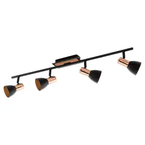 Flush Ceiling Light Colour Black Copper Shade Bulb GU10 4x3.3W Included