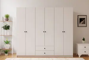 ECU 6 Door 2 Drawer White Wardrobe