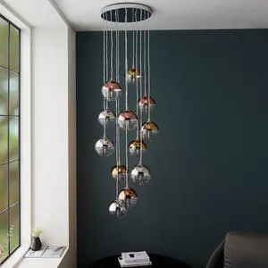 Luminosa Paloma Plate Pendant Ceiling Lamp, Chrome Plate With Chrome, Copper, Gold, Glass