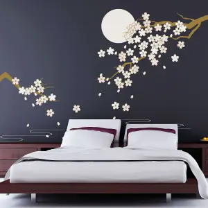 Blossom Moonlight Cherry Decoration Decal Mural Art Wall Stickers 270cm x 220cm Stock Clearance