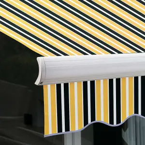 Primrose Awnings 3.0m x 2.5m Retractable Electric Full Cassette Yellow & Grey Awning Outdoor Patio Canopy