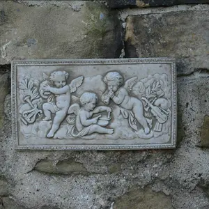 Wall Plaque Rectangular Musical Cherubs Design