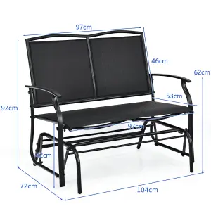 Costway 2-Person Patio Swing Glider Bench Outdoor Glider Loveseat Chair Garden