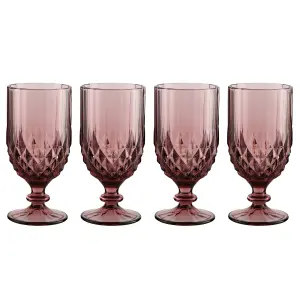 Set of 4 Diamond Pink Drinking Wine Glass Wine Goblets