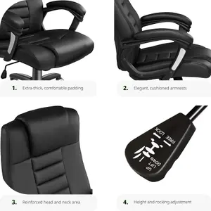 tectake Luxury office chair made of artificial leather - desk chair computer chair - black