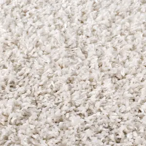 Modern Easy to Clean Cream Plain Shaggy Rug for Dining Rug-200cm X 285cm