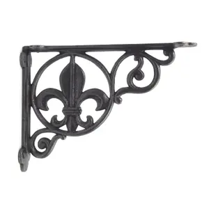 Oakcrafts - Pair of Antique Cast Iron Fleur De Lis Shelf Brackets - 220mm x 160mm