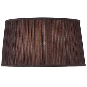 17" Luxury Oval Straight Sided Lamp Shade Black Pleated Organza Modern Elegant